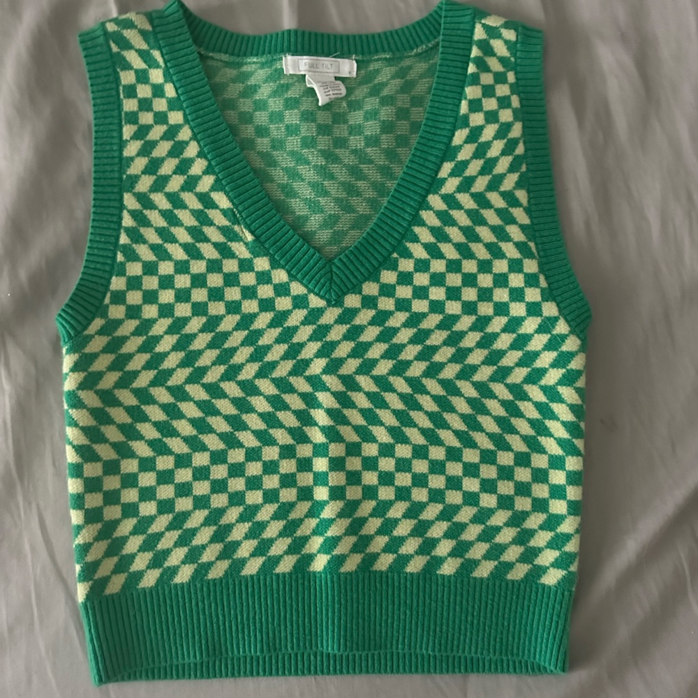tillys sweater vest checkered print